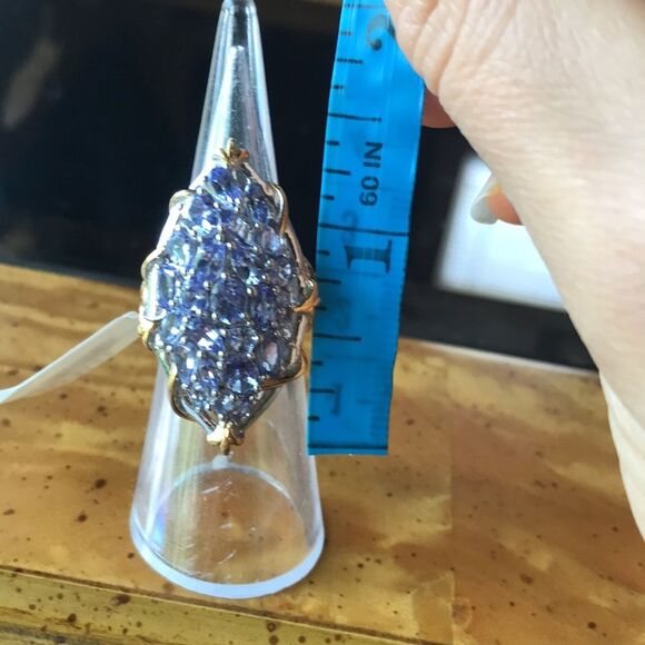 Natural Tanzanite Sterling Silver Cocktail Ring Size 5 - Picture 6 of 7